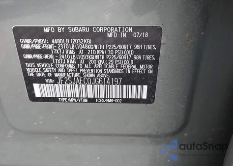 2018 Subaru Forester 2.5I Premium из США, поврежденный, VIN JF2SJAEC0JG614197